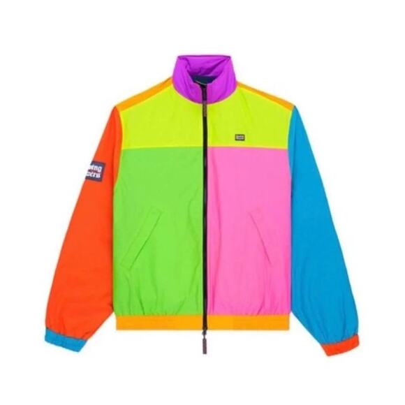 Rowing Blazers Neon Colorblock Zip Up Windbreaker Jacket Size Medium New - Picture 1 of 6